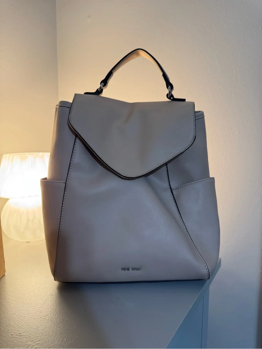 Nine West Taupe-Gray Convertible Top-Handle Backpack